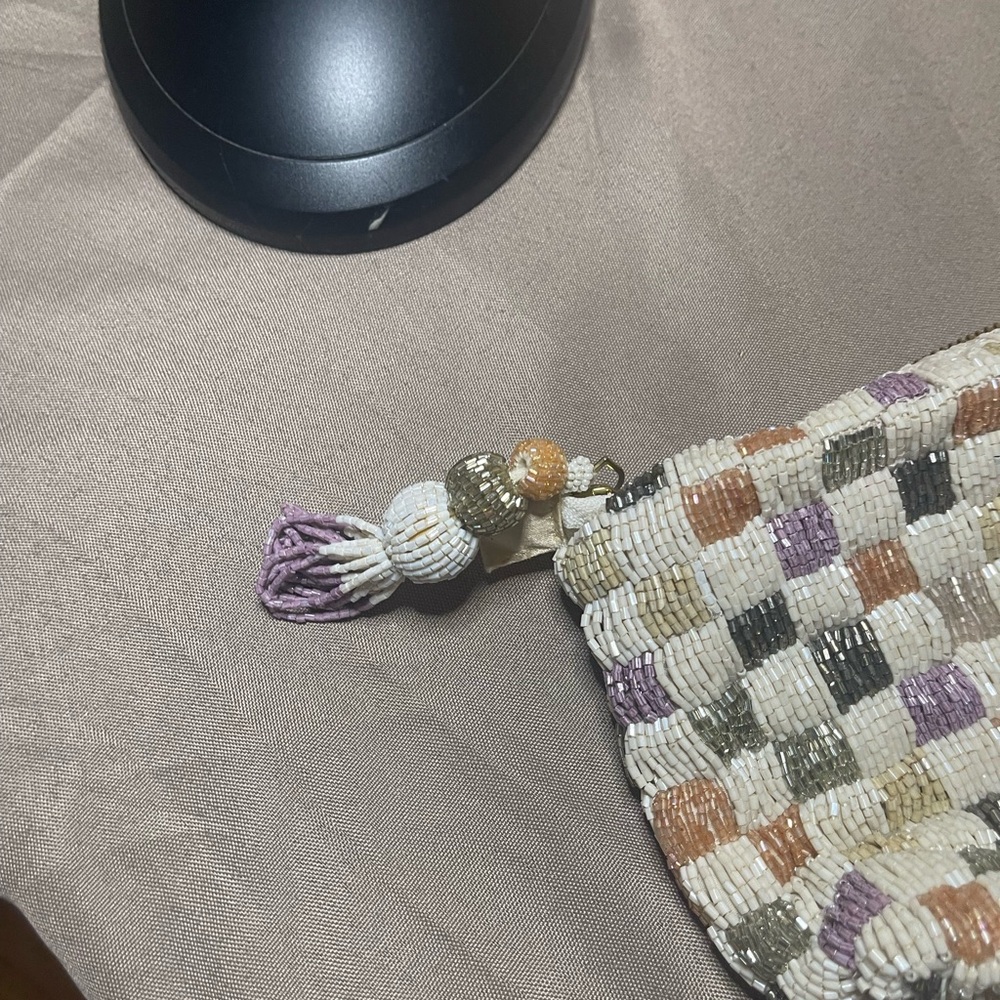 Anthropologie White and Purple Clutch Elegant Design